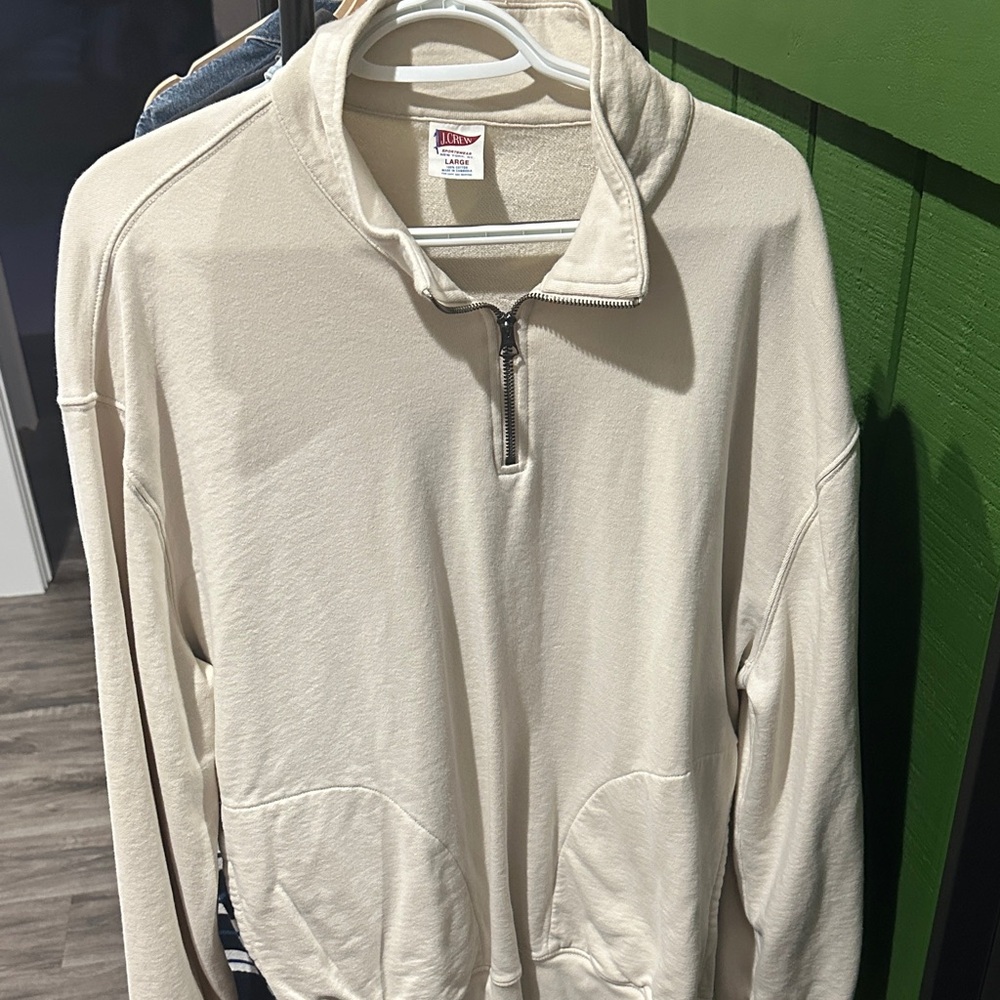 J. Crew Men's Cream Quarter Zip Sweater